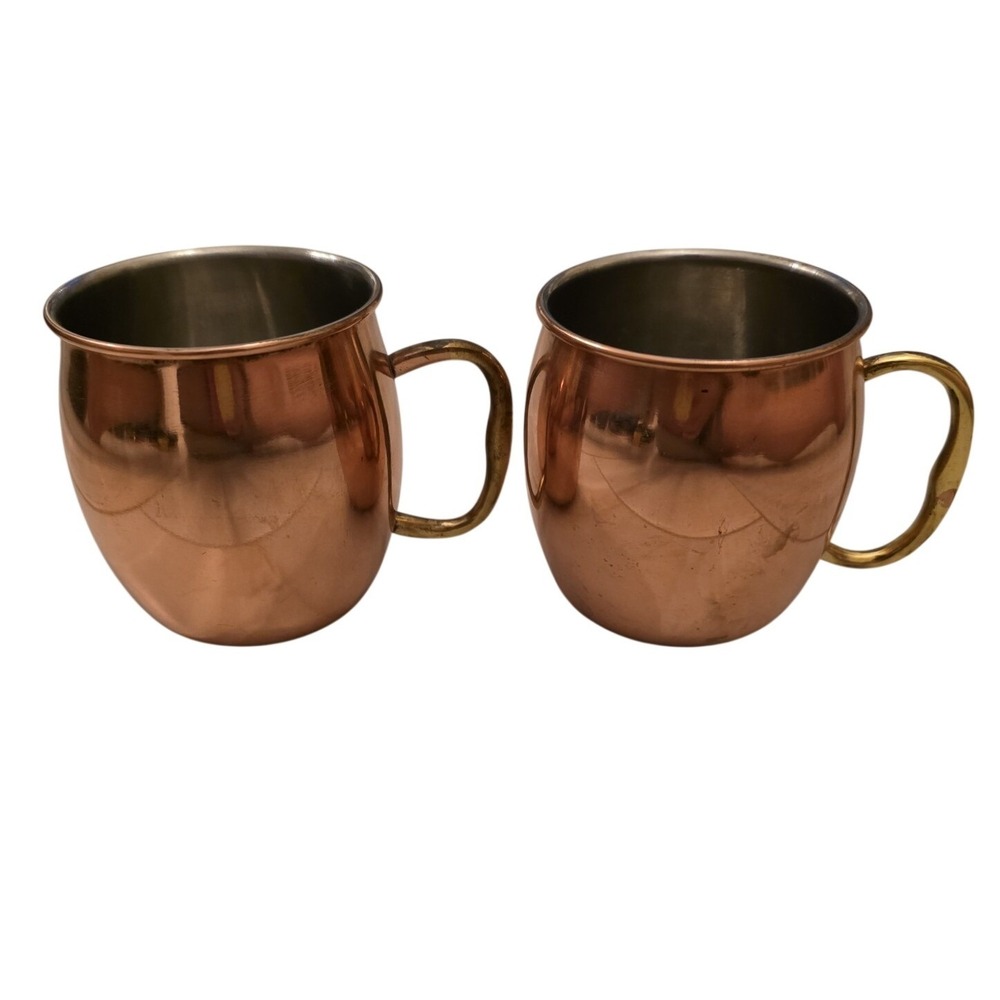 OGGI Copper Brass handled Mugs Set of 2 Russian‎ Mules E2
